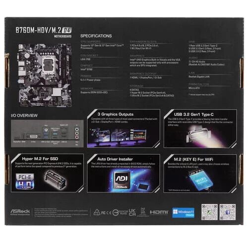 Материнская плата ASRock B760M-HDV/M.2 D4