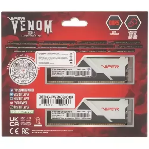 Оперативнаяпамять16Gb5600MHzPATRIOTVIPERVENOM(PVV516G560C40K)_2