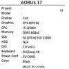 17.3 Ноутбук AORUS 17 9SF черный [9SF-E3KZ253SD]