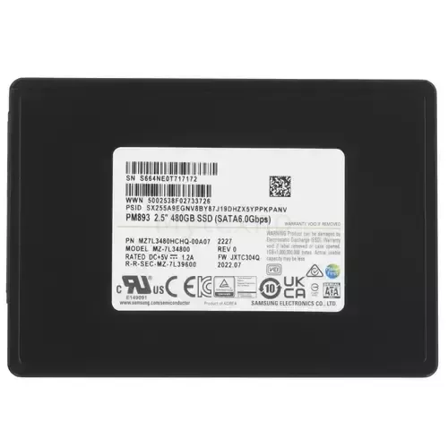 Твердотельный накопитель Samsung 480 Gb ENTERPRISE PM893 MZ7L3480HCHQ-00A07