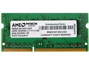 Оперативная память 8 Gb 1600 MHz AMD SODIMM R5 ENTERTAINMENT SERIES Black (R538G1601S2S-UO)