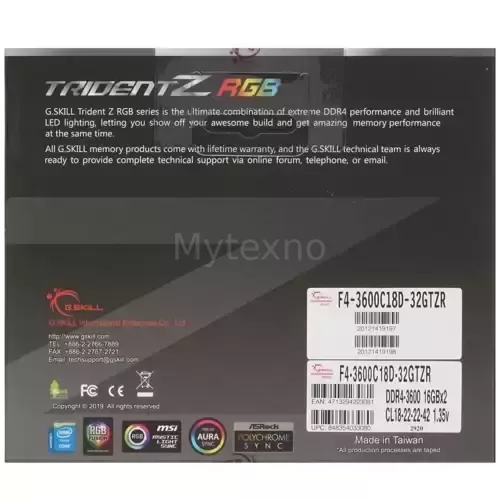 Оперативнаяпамять32Gb3600MHzGSkillTRIDENTZRGB(F4-3600C18D-32GTZR)_7