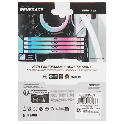 Оперативная память Kingston Fury Renegade White RGB [KF564C32RWA-16] 16 ГБ