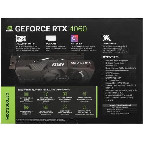 ВидеокартаMSIGeForceRTX4060AEROITXOC[RTX4060AEROITX8GOC]_8_5460269