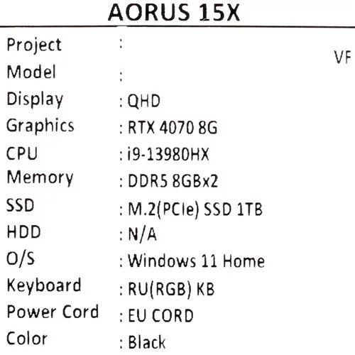 156НоутбукAORUS15XASFчерный_15_5425848