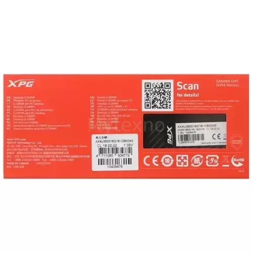 Оперативнаяпамять16Gb3600MHzADATAGAMMIXD45GRGBBlack(AX4U360016G18I-CBKD45)_3