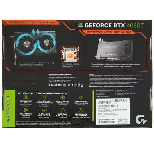 ВидеокартаGIGABYTEGeForceRTX4060TiWINDFORCEOC[GV-N406TWF2OC-16GD]_8_5438259