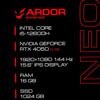 15.6 Ноутбук ARDOR GAMING NEO N15-I5ND402 черный [N15-I5ND402]