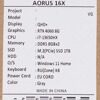 16 Ноутбук AORUS 16X 9KG серый [9KG-43KZC54SH]